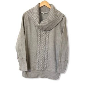 LOFT Cable Knit Cowl Neck Sweater—L